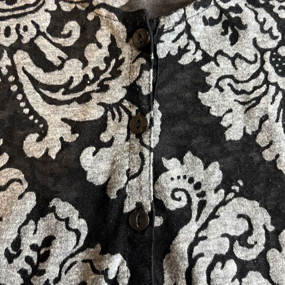 Denim & Supply Ralph Lauren Top Womens L Black Gray Sheer Gauze Romantic Floral - Picture 5 of 10